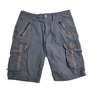Guess Cargo Shorts Mens 32 Y2K 90s Utility Pockets Work Trail Gray Zipper Long